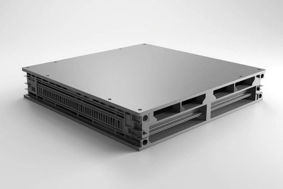 stacked industrial enclosure system showing layered construction and internal structural components